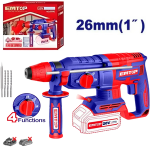 MARTILLO SDS PLUS BATERIA EMTOP 20V 2,5J 26mm P20S ELRH20268 Grupo Dila