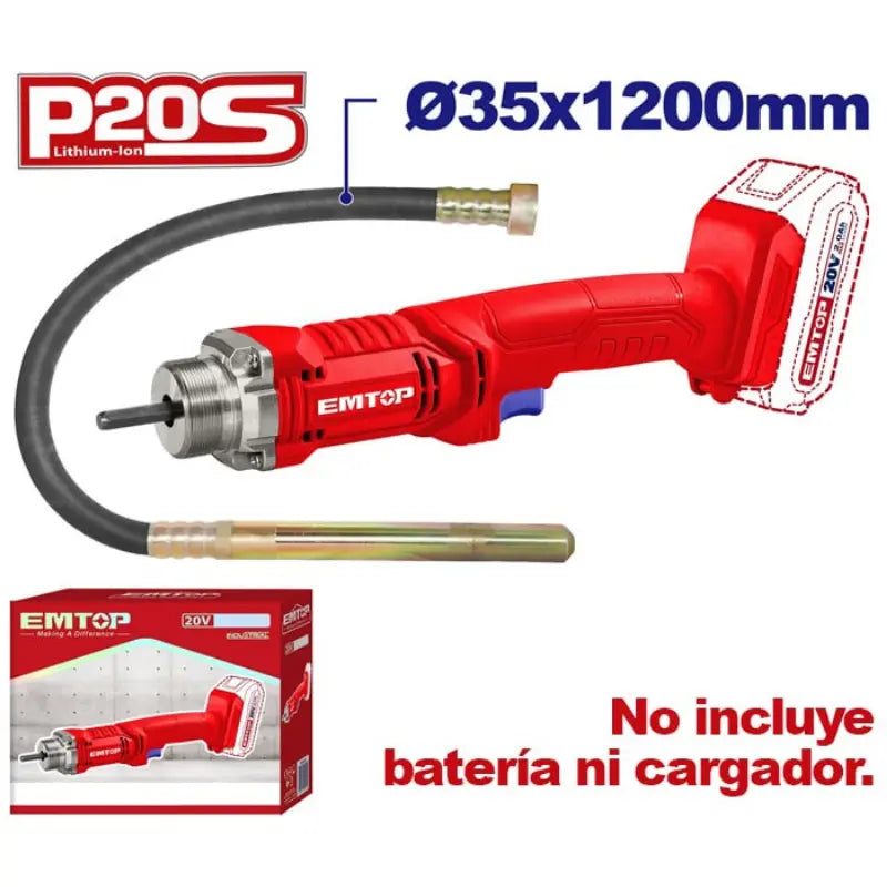 VIBRADOR HORMIGÓN EMTOP BATERÍA 20V - P20S ECVL202301 Grupo Dila