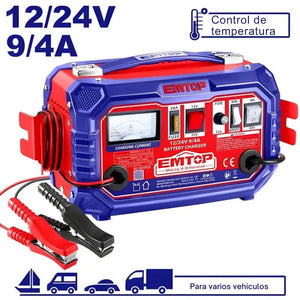 CARGADOR BATERIAS 12-24V 9/4A EMTOP EFCR16011 Grupo Dila