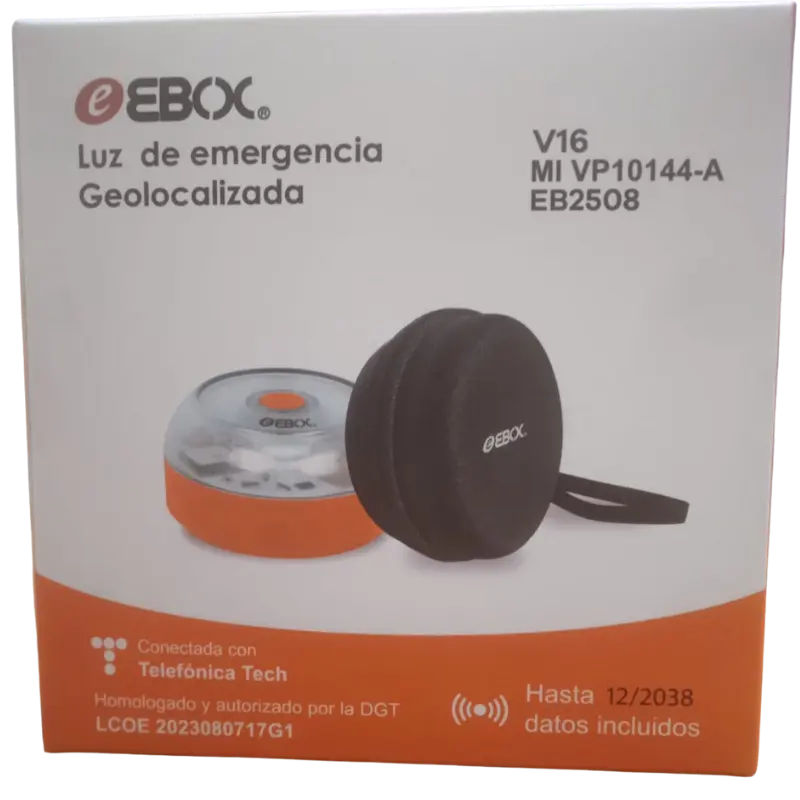 baliza geolocalizable eBox V16 IoT DGT EB2508 con Funda Grupo Dila