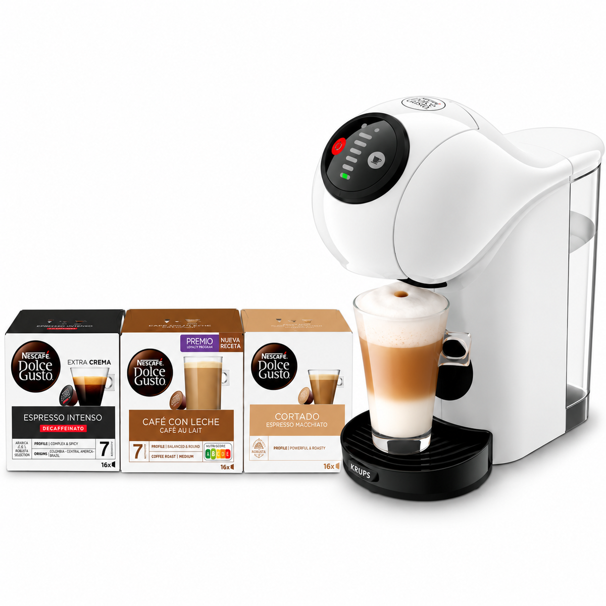 CAFETERA KRUPS DOLCE GUSTO GENIO S KP2421 BLANCA + 3 CAJAS DE CÁPSULAS NESCAFE