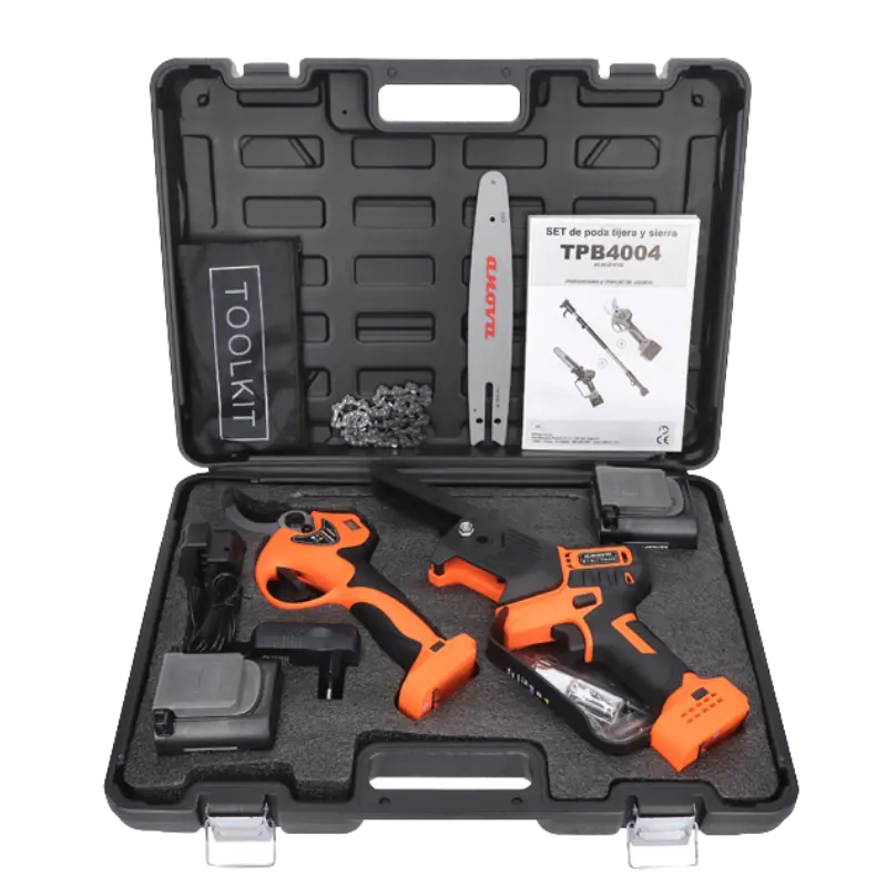 SET DE PODA  TPB4004: TIJERA 40MM + SIERRA 8" + PÉRTIGA 1,5-2,1M 21V ANOVA - Grupo Dila