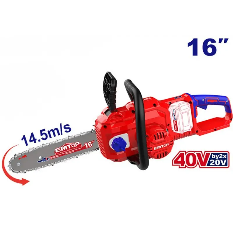 MOTOSIERRA BATERIA 16" 40V (20V+20V) EMTOP - P20S BRUSHLESS ELGA401682 Grupo Dila