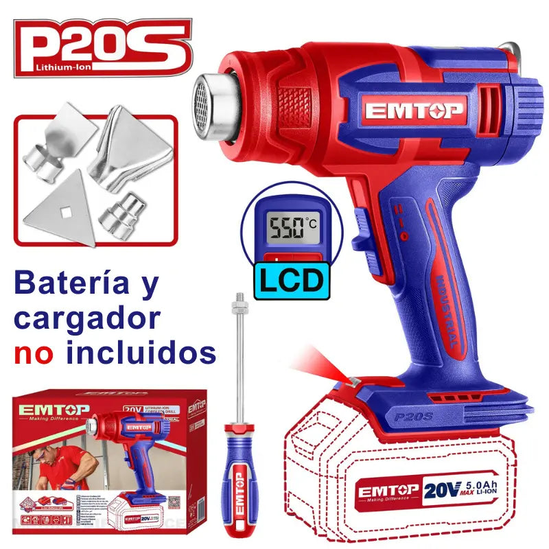 PISTOLA DE CALOR 20V EMTOP EHGN20031 Grupo Dila