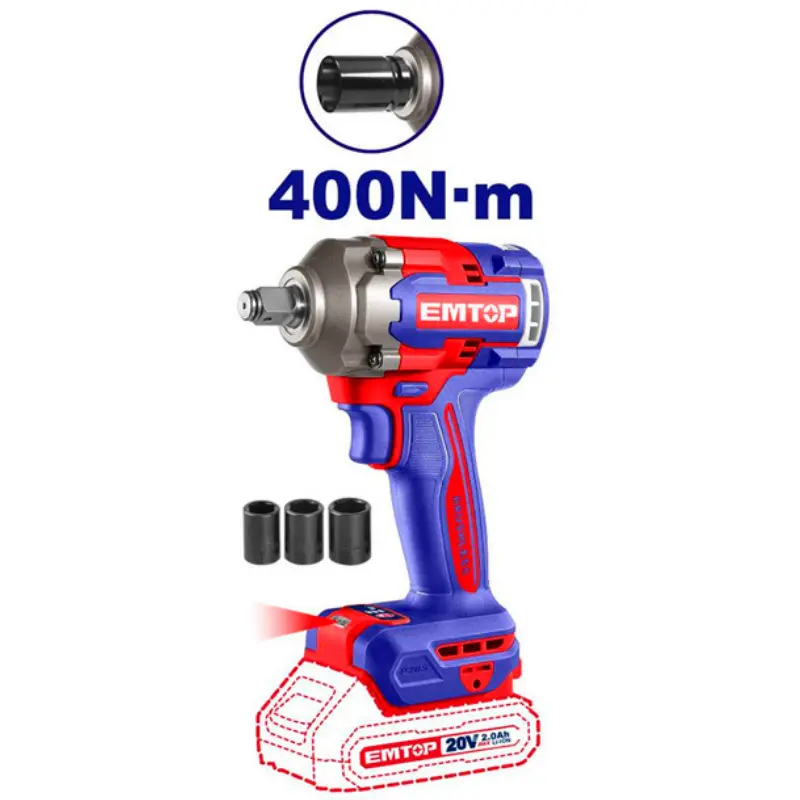 PISTOLA DE IMPACTO 1/2" 400NM EMTOP BATERÍA 20V - P20S ECIWL2040E Grupo Dila