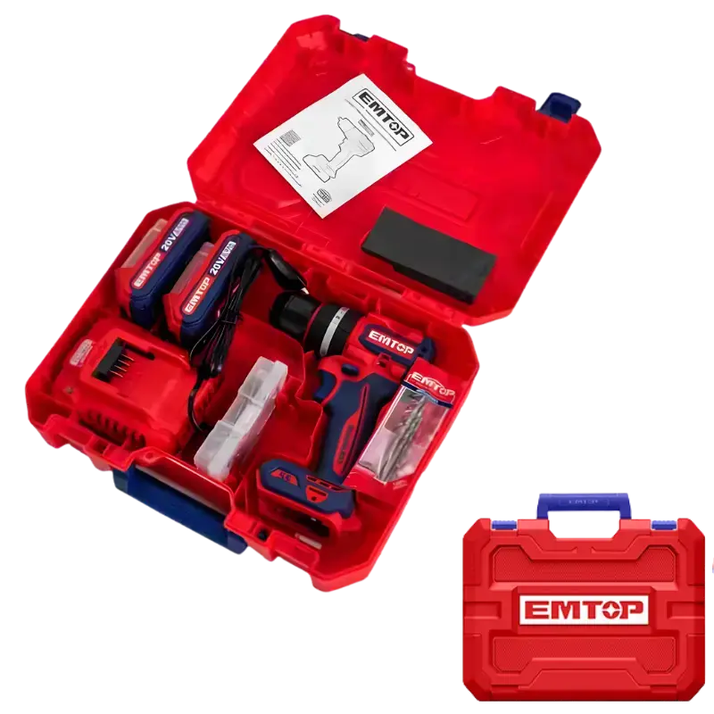 TALADRO PERCUTOR BATERIA EMTOP 20V 55NM 22+1+1 P20S ECIDL20558E Grupo Dila