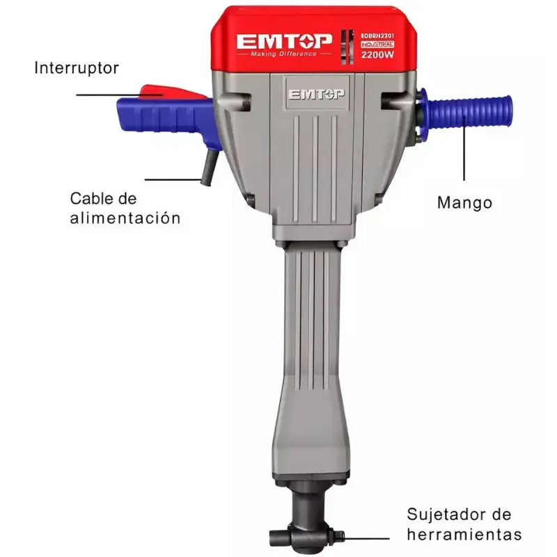 MARTILLO PICADOR DEMOLICION 2200W 75J EMTOP EDBRH2201 Grupo Dila