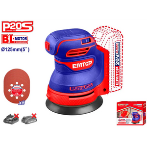 LIJADORA ORBITAL BATERIA EMTOP 20V 125mm P20S ELROS2002 Grupo Dila