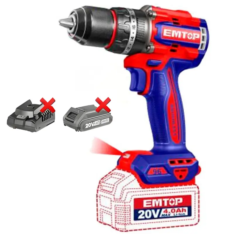 TALADRO PERCUTOR BATERIA EMTOP 20V 96NM P20S ECIDL209681 Grupo Dila