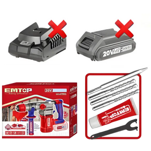 MARTILLO PERCUTOR SDS PLUS BATERIA EMTOP 20V 4,5J P20S ELRH20288 Grupo Dila