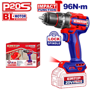 TALADRO PERCUTOR BATERIA EMTOP 20V 96NM P20S ECIDL209681 Grupo Dila