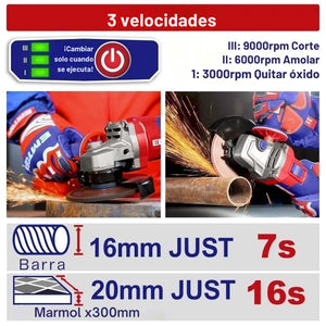 AMOLADORA 115MM M14 BATERIA 20V BRUSHLESS EMTOP P20S ELAG21154 Grupo Dila