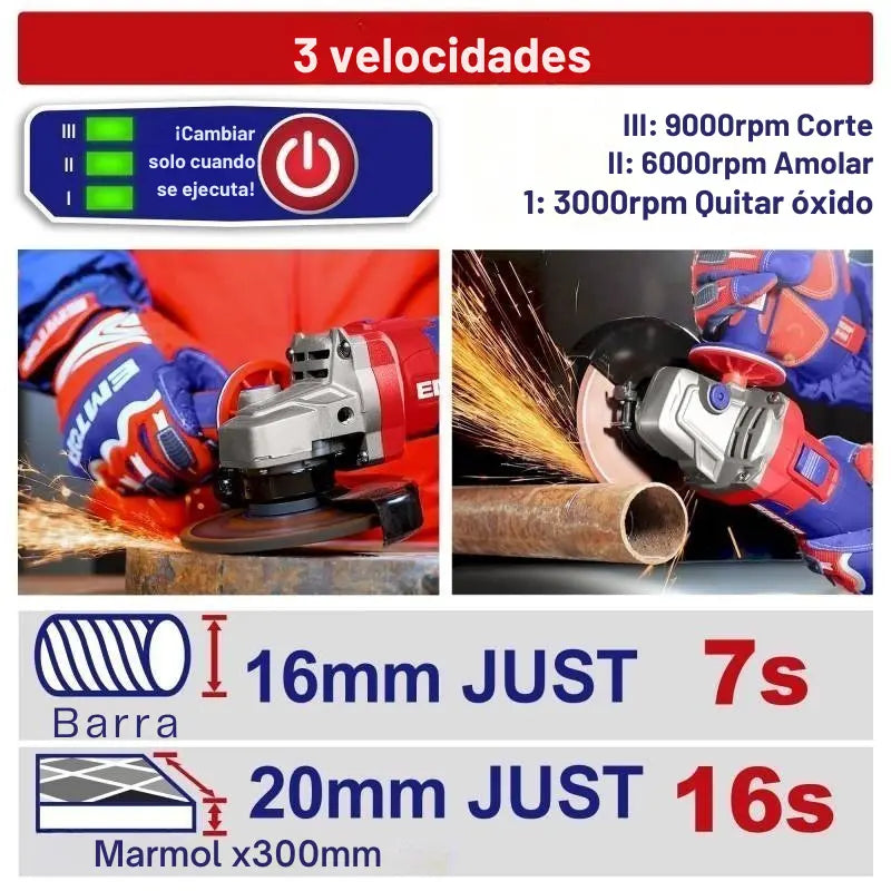 AMOLADORA 115MM M14 BATERIA 20V BRUSHLESS EMTOP P20S ELAG21154 Grupo Dila