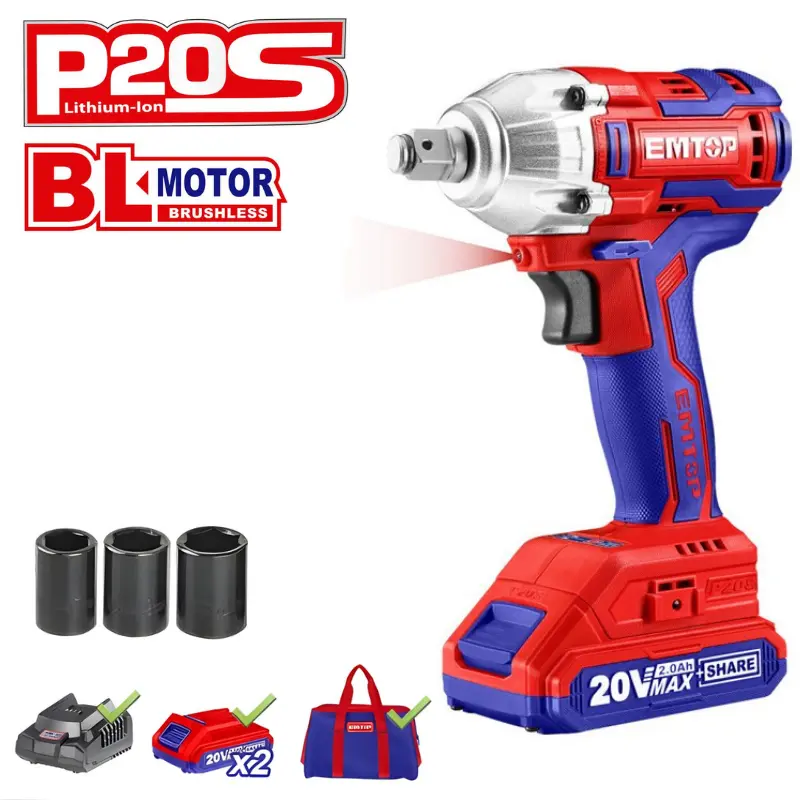 PISTOLA DE IMPACTO 1/2" 300NM EMTOP BATERÍA 20V - P20S ECDLIW20221 Grupo Dila