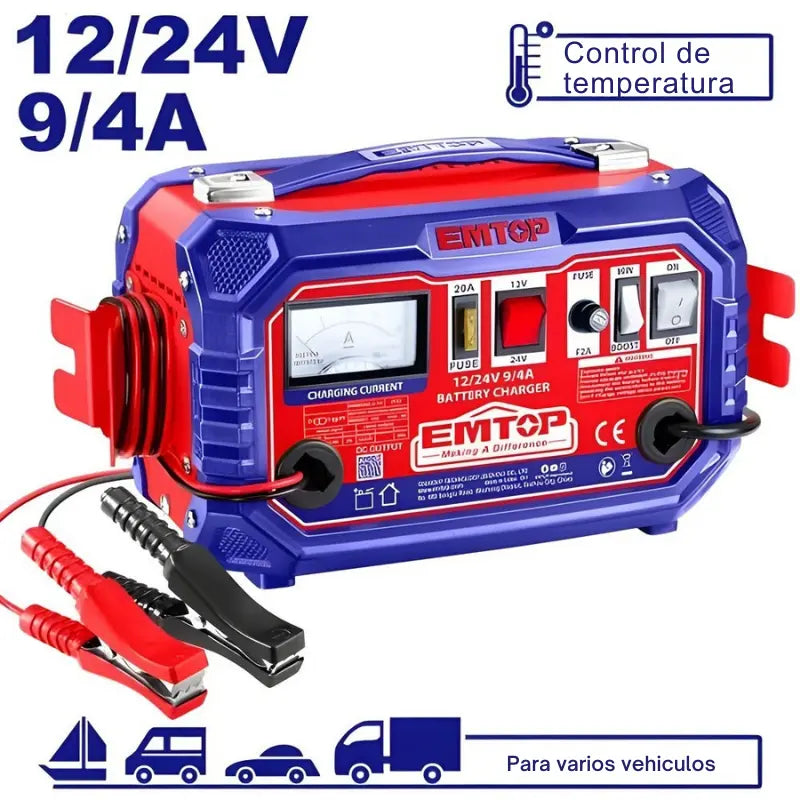 CARGADOR BATERIAS 12-24V 9/4A EMTOP EFCR16011 Grupo Dila
